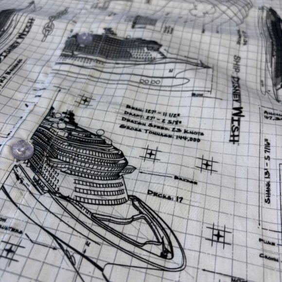 NWT Disney Cruise Line Exclusive Wish Blueprint Men’s Button Down Shirt Size XXL - Picture 3 of 5